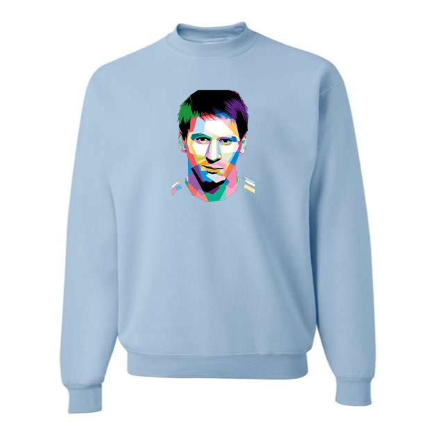 Men's Lionel Messi Face Art Soccer Crewneck Sweatshirt