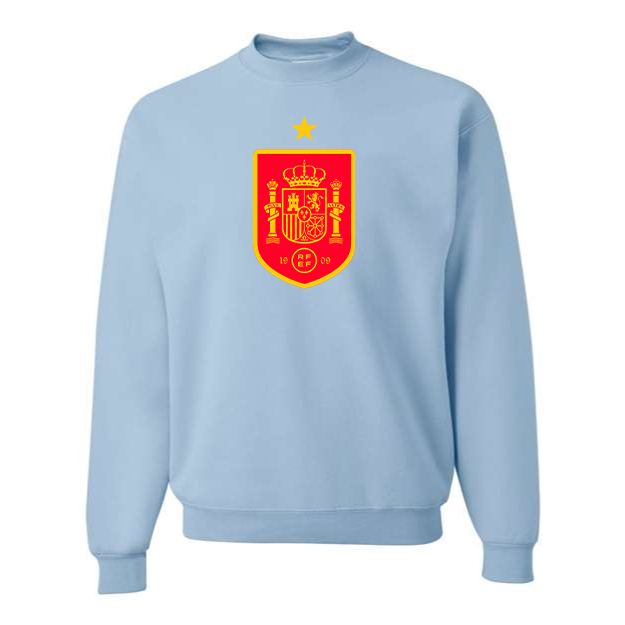 Men's Spain Red Logo National Soccer Team Crewneck Sweatshirt