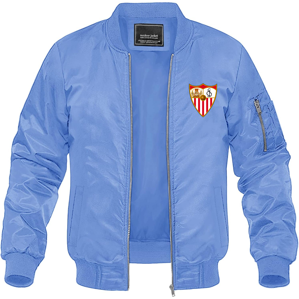 Men's Sevilla FC Lightweight Bomber Jacket Windbreaker Softshell Varsity Jacket Coat