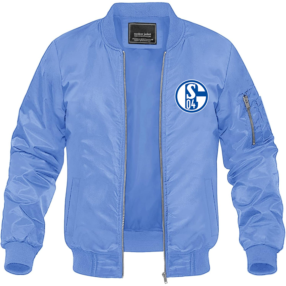 Men's Schalke 04 FC Lightweight Bomber Jacket Windbreaker Softshell Varsity Jacket Coat