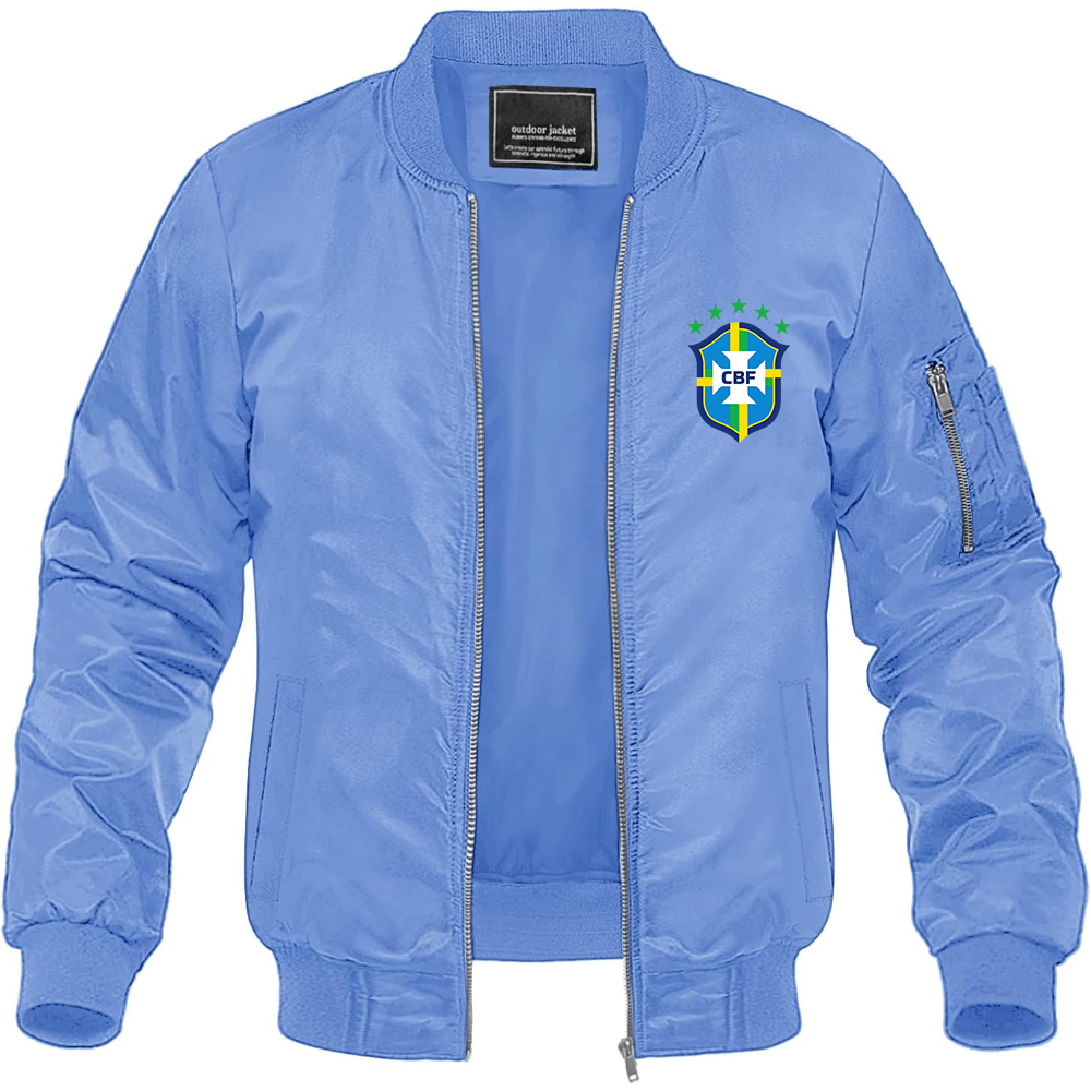 Men's Brazil National Soccer Team Lightweight Bomber Jacket Windbreaker Softshell Varsity Jacket Coat