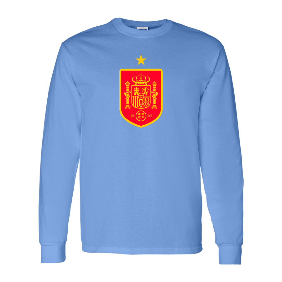 Youth Kids Spain Red Logo National Soccer Team Long Sleeve T-Shirt