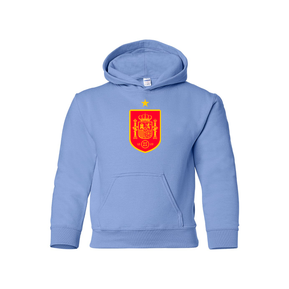 Youth Kids Spain Red Logo National Soccer Team Pullover Hoodie