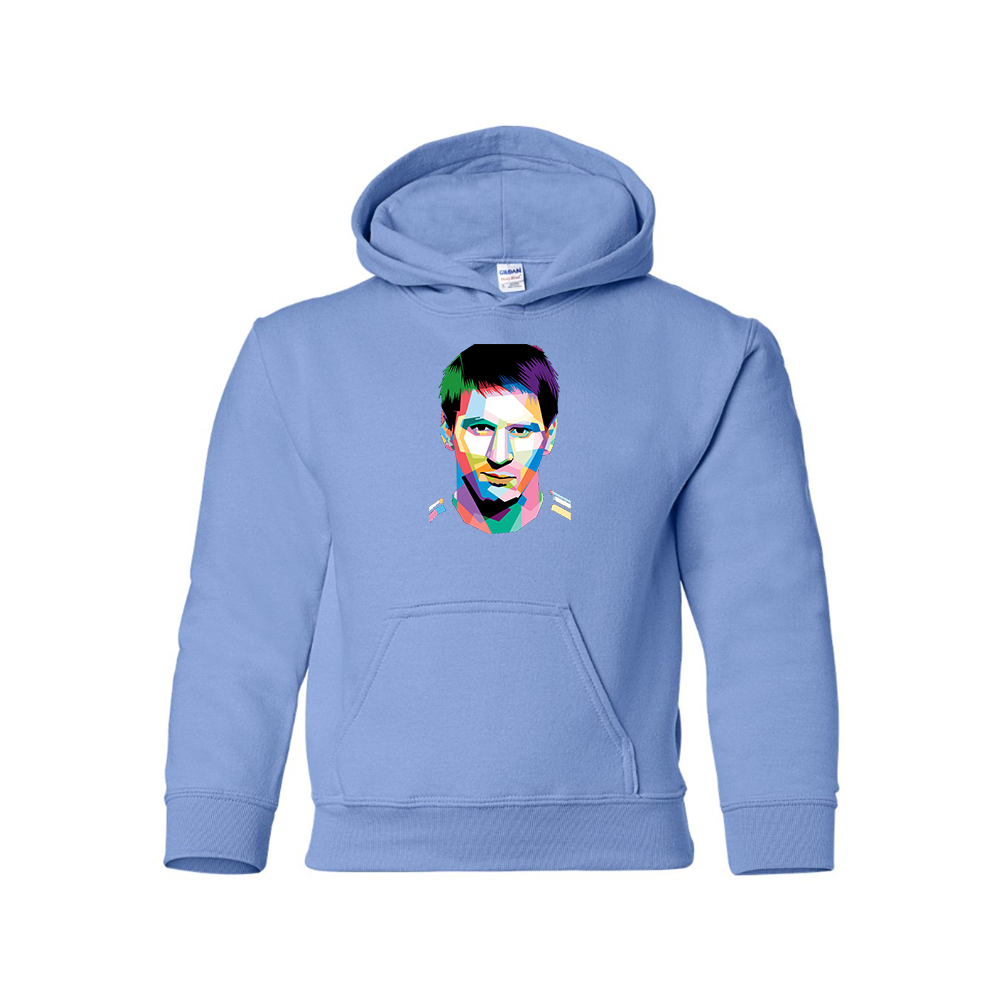 Youth Kids Lionel Messi Face Art Soccer Pullover Hoodie