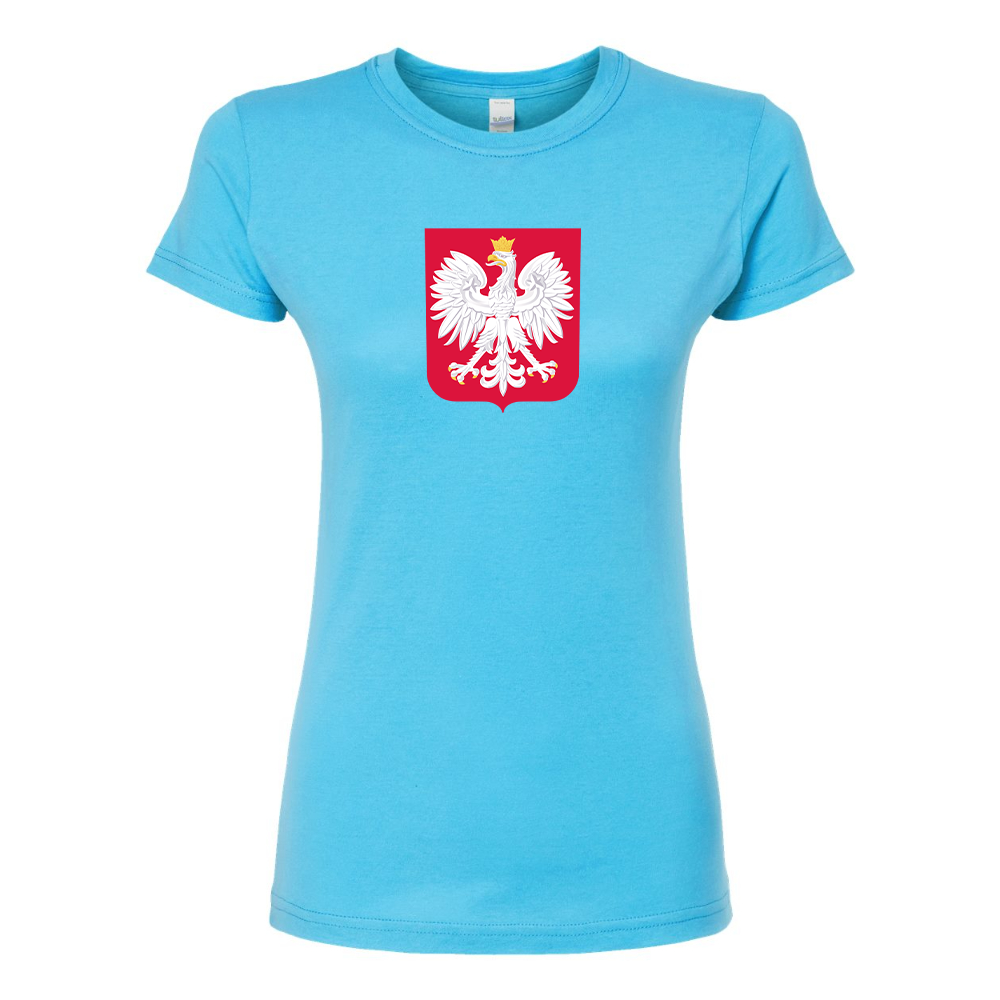 Women's Poland National Soccer Team Round Neck T-Shirt