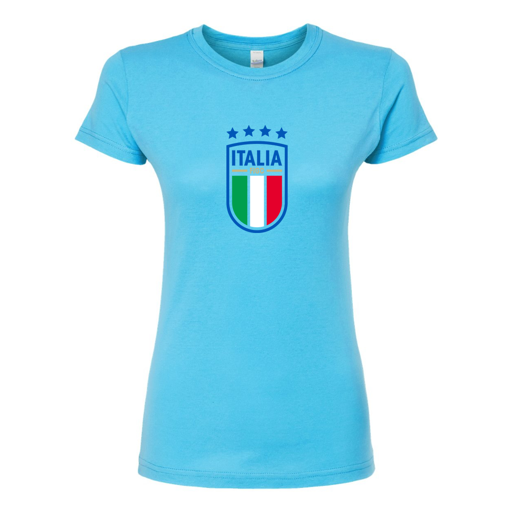 Women's Italy National Soccer Round Neck T-Shirt