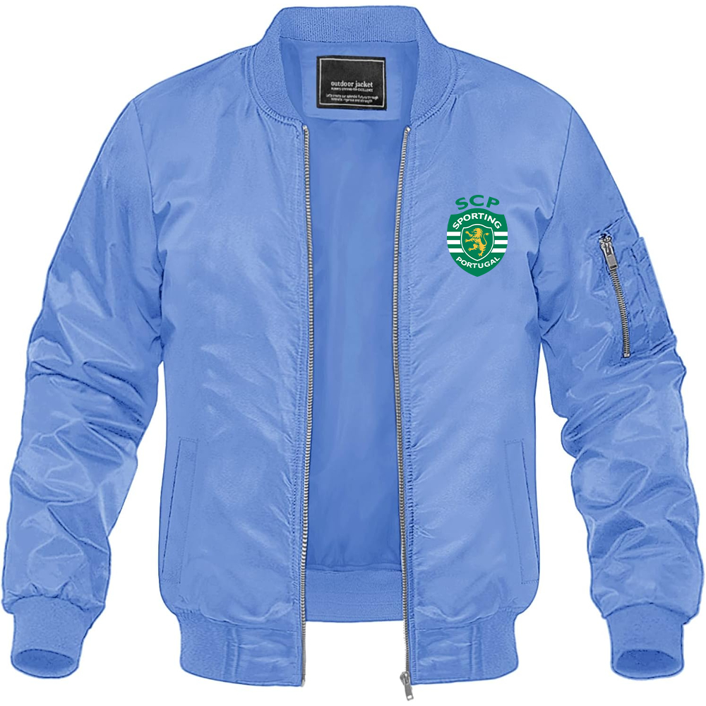 Men's Sporting CP FC Lightweight Bomber Jacket Windbreaker Softshell Varsity Jacket Coat