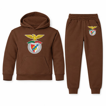 SL Benfica FC youth hoodie jogger set, Brown, Youth Large ages 10–12
