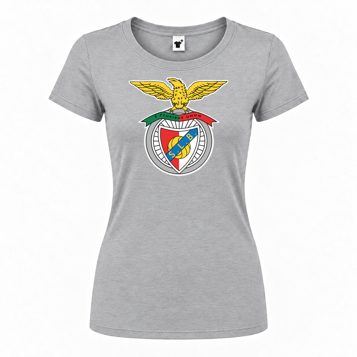 Women's SL Benfica FC Round Neck T-Shirt — Grey — original logo on current Drive garment
