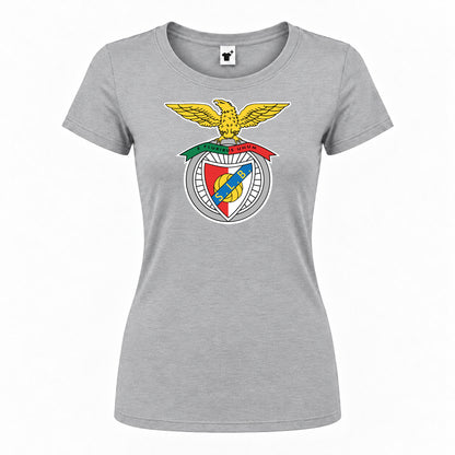 Women's SL Benfica FC Round Neck T-Shirt — Grey — original logo on current Drive garment