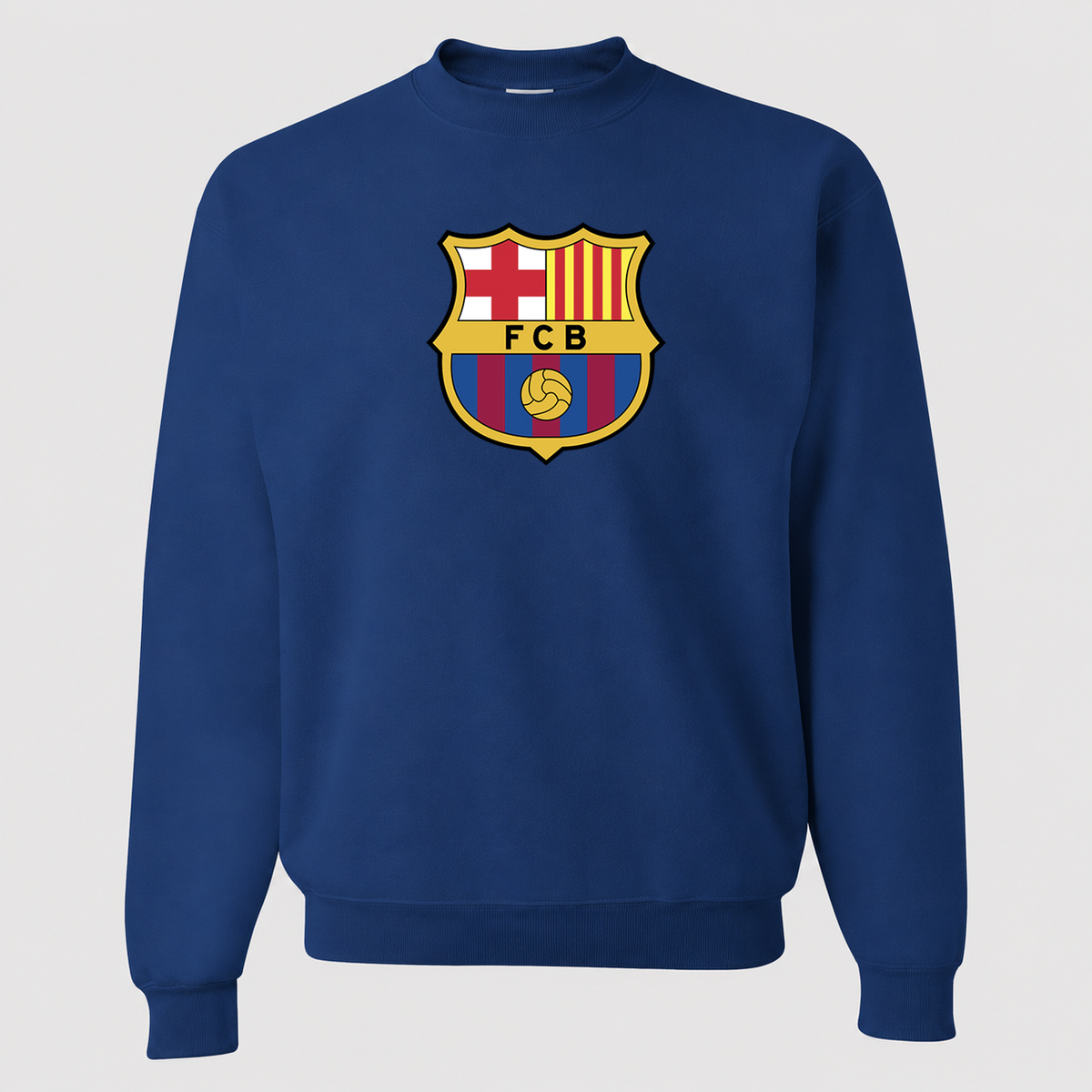 Men's F.C. Barcelona Soccer Crewneck Sweatshirt | Color: Blue | Original artwork on Drive garment