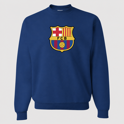 Men's F.C. Barcelona Soccer Crewneck Sweatshirt | Color: Blue | Original artwork on Drive garment