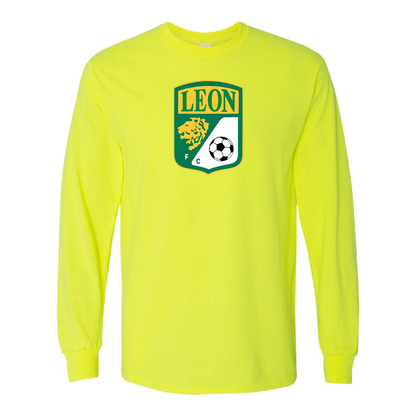 Men's Leon FC Cotton Long Sleeve T-Shirt | Color: Safety Green | Original artwork