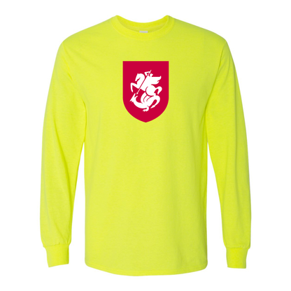 Men's Georgia National Soccer Team Cotton Long Sleeve T-Shirt | Color: Safety Green | Original artwork