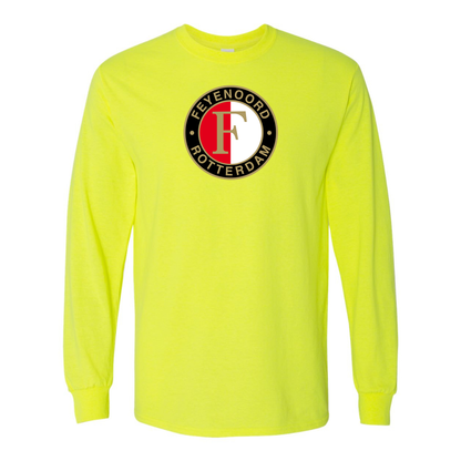 Men's Feyenoord FC Cotton Long Sleeve T-Shirt | Color: Safety Green | Original artwork