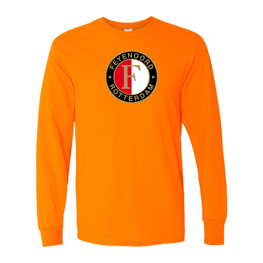 Men's Feyenoord FC Cotton Long Sleeve T-Shirt | Color: Safety Orange | Original artwork