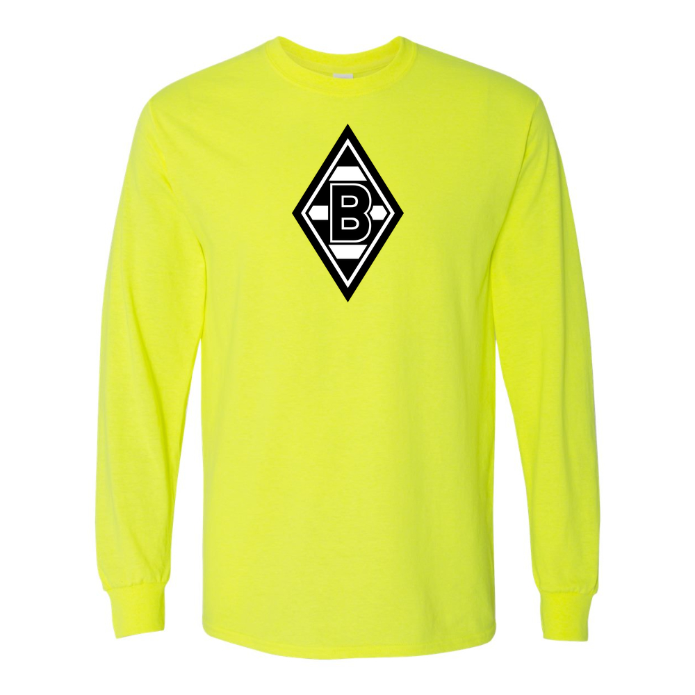 Men's Borussia Monchengladbach FC Cotton Long Sleeve T-Shirt | Color: Safety Green | Original artwork