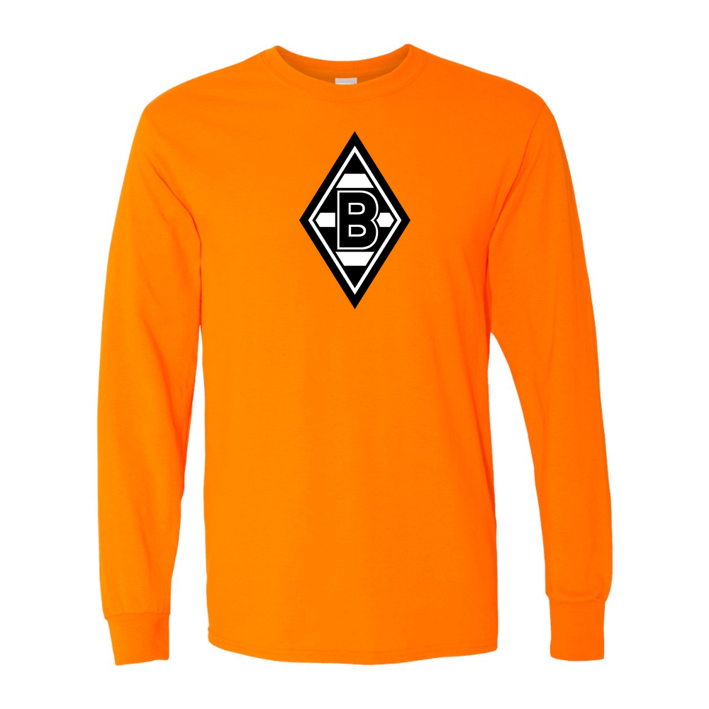Men's Borussia Monchengladbach FC Cotton Long Sleeve T-Shirt | Color: Safety Orange | Original artwork