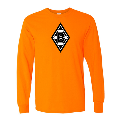 Men's Borussia Monchengladbach FC Cotton Long Sleeve T-Shirt | Color: Safety Orange | Original artwork