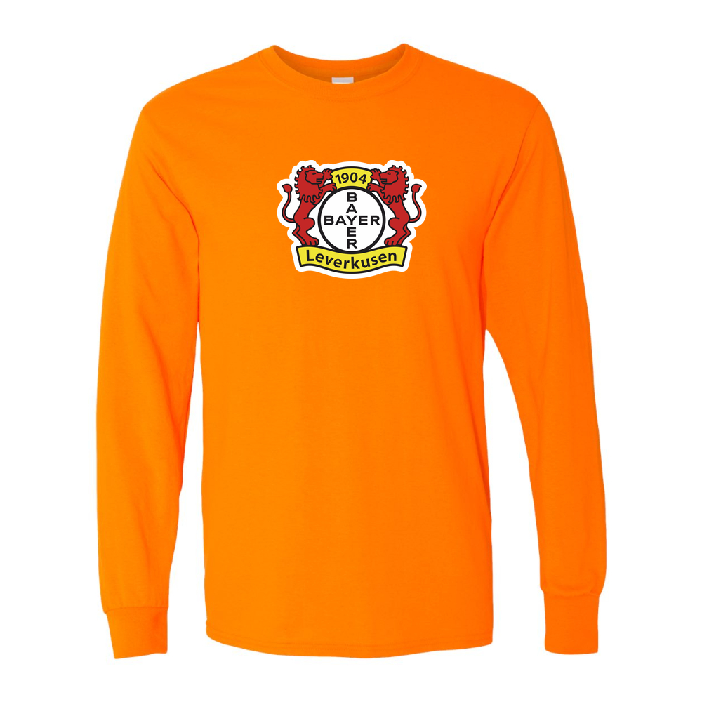 Men's Bayer Leverkusen FC Cotton Long Sleeve T-Shirt | Color: Safety Orange | Original artwork
