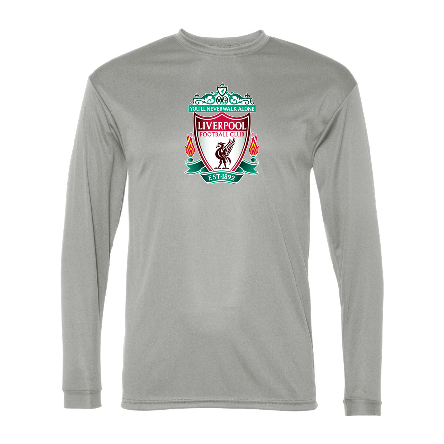 Men's Liverpool FC Est. 1892 Performance Long Sleeve T-Shirt | Color: Silver | Original artwork on Drive garment