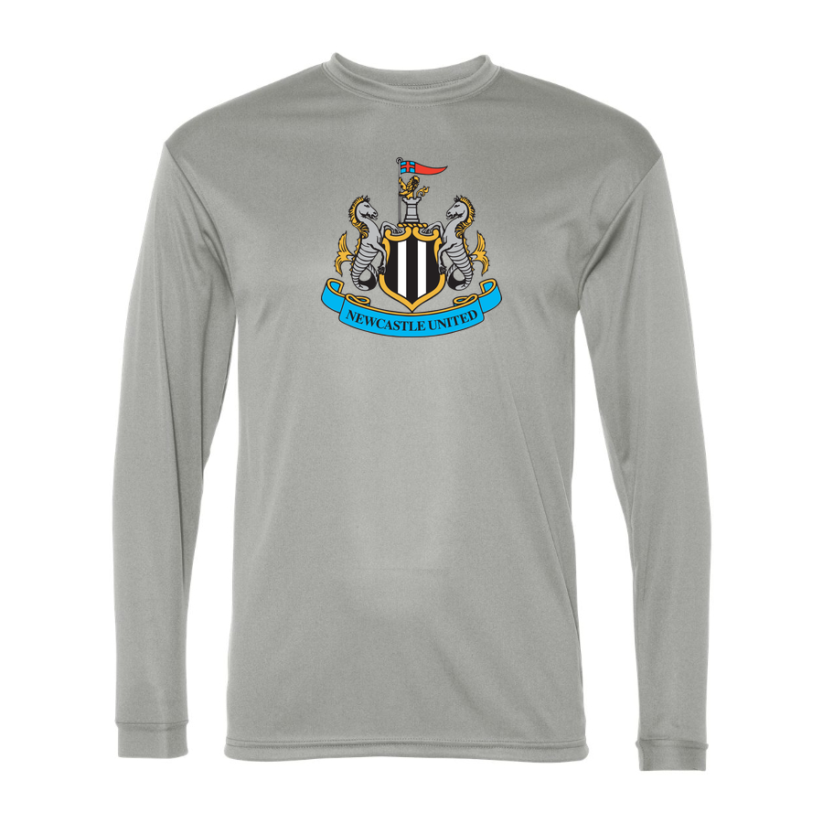Men’s Newcastle United FC Performance Long Sleeve T-Shirt | Color: Silver | Original artwork on Drive garment