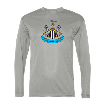 Men’s Newcastle United FC Performance Long Sleeve T-Shirt | Color: Silver | Original artwork on Drive garment