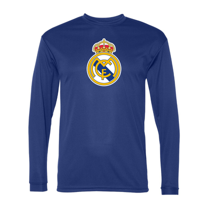 Men’s Real Madrid Soccer Performance Long Sleeve T-Shirt | Color: Royal | Original artwork on Drive garment