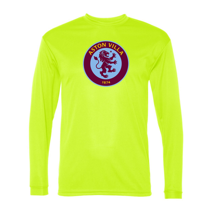 Men's Aston Villa Performance Long Sleeve T-Shirt | Color: Safety Yellow | Original artwork on Drive garment
