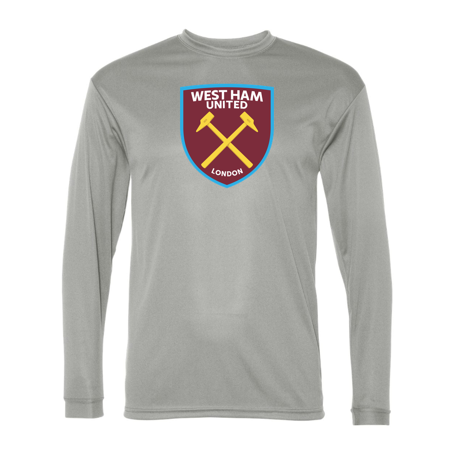 Men’s West Ham United FC Performance Long Sleeve T-Shirt | Color: Silver | Original artwork on Drive garment