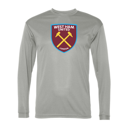 Men’s West Ham United FC Performance Long Sleeve T-Shirt | Color: Silver | Original artwork on Drive garment