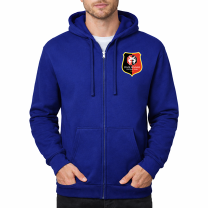 Men's Stade Rennais FC Zipper Hoodie | Color: Royal Blue | Original artwork on Drive garment