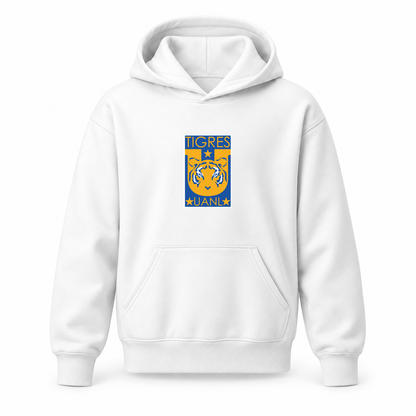 Youth Kids Tigres UANL FC Pullover Hoodie | Color: White | Original artwork on Drive garment
