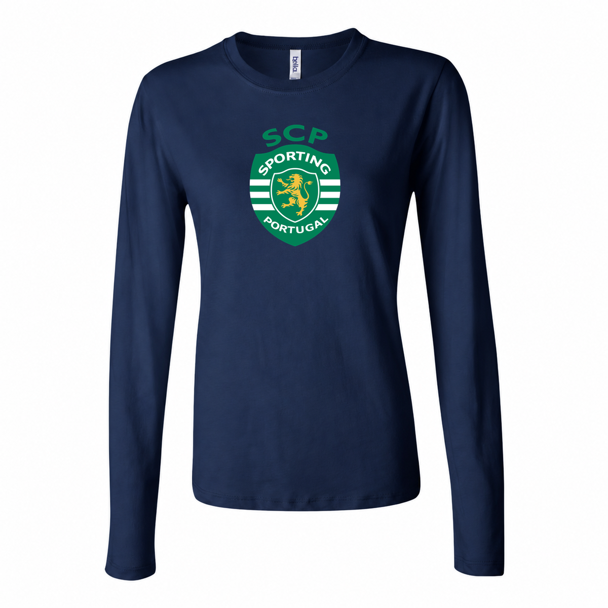 Women's Sporting CP FC Long Sleeve T-Shirt | Color: Navy | Original artwork on Drive garment