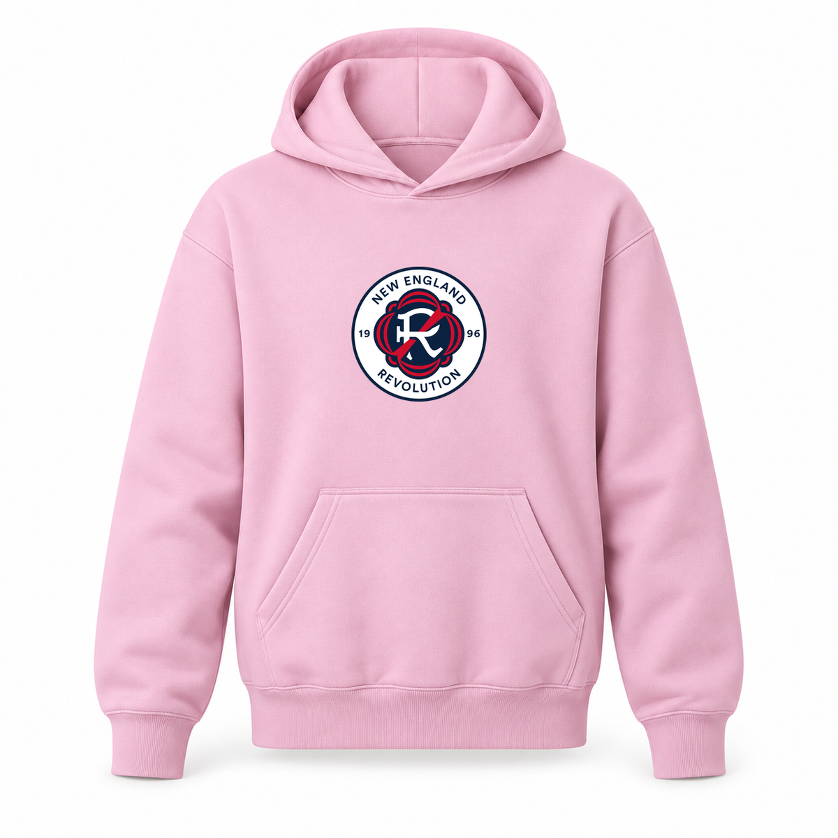 Youth Kids New England Revolution FC Pullover Hoodie | Color: Light Pink | Original artwork on Drive garment