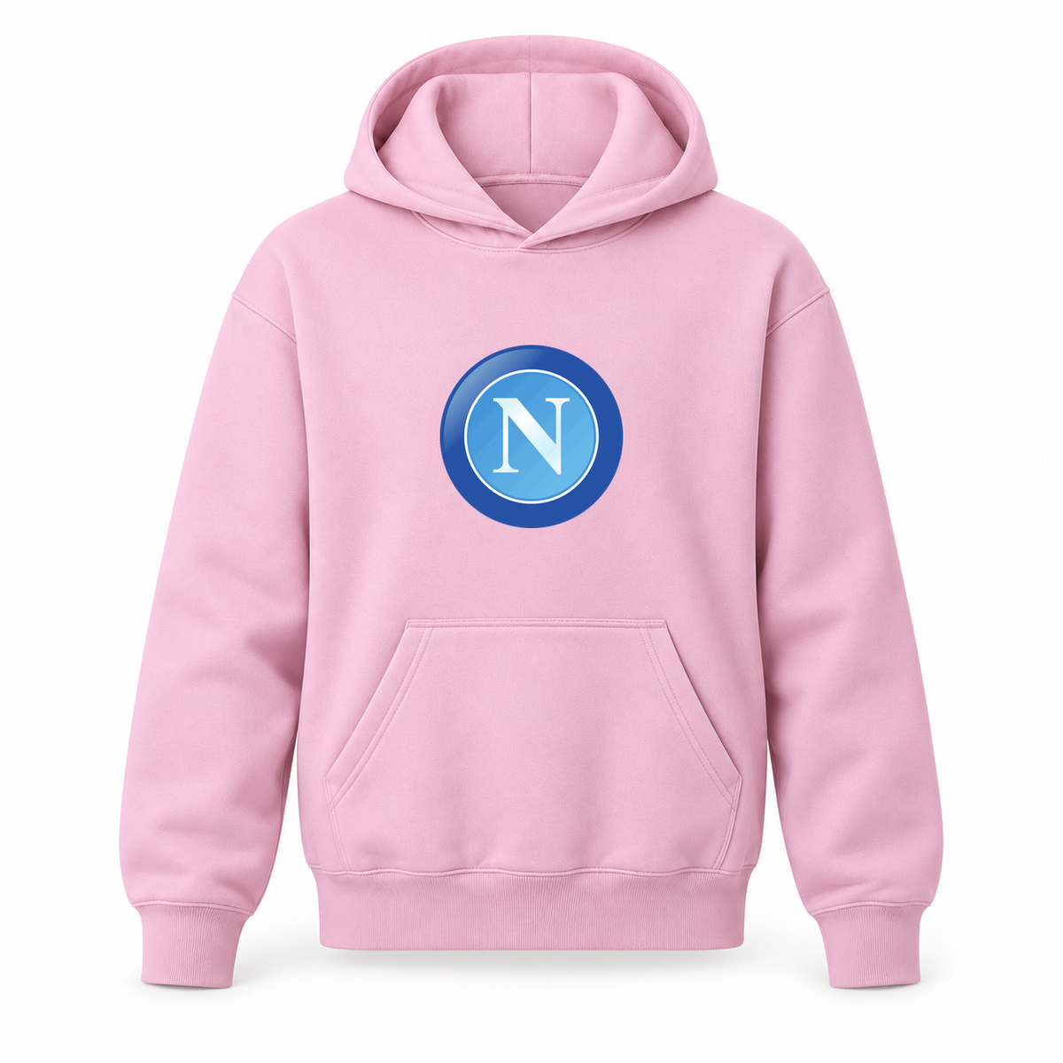 Youth Kids Napoli FC Pullover Hoodie | Color: Light Pink | Original artwork on Drive garment