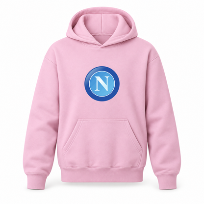 Youth Kids Napoli FC Pullover Hoodie | Color: Light Pink | Original artwork on Drive garment