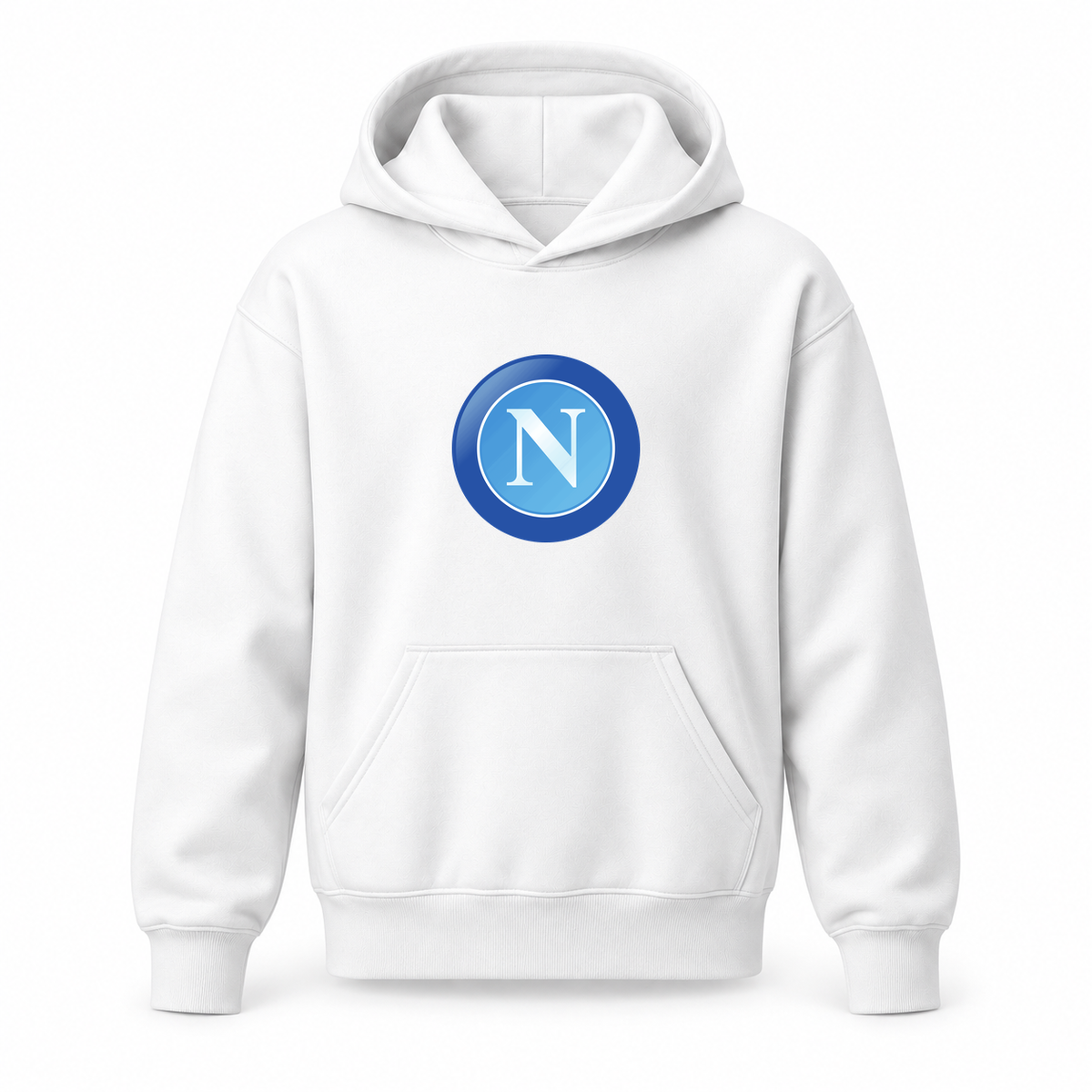 Youth Kids Napoli FC Pullover Hoodie | Color: White | Original artwork on Drive garment