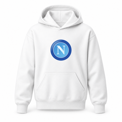 Youth Kids Napoli FC Pullover Hoodie | Color: White | Original artwork on Drive garment