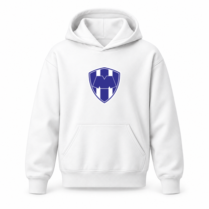 Youth Kids Monterrey FC Pullover Hoodie | Color: White | Original artwork on Drive garment