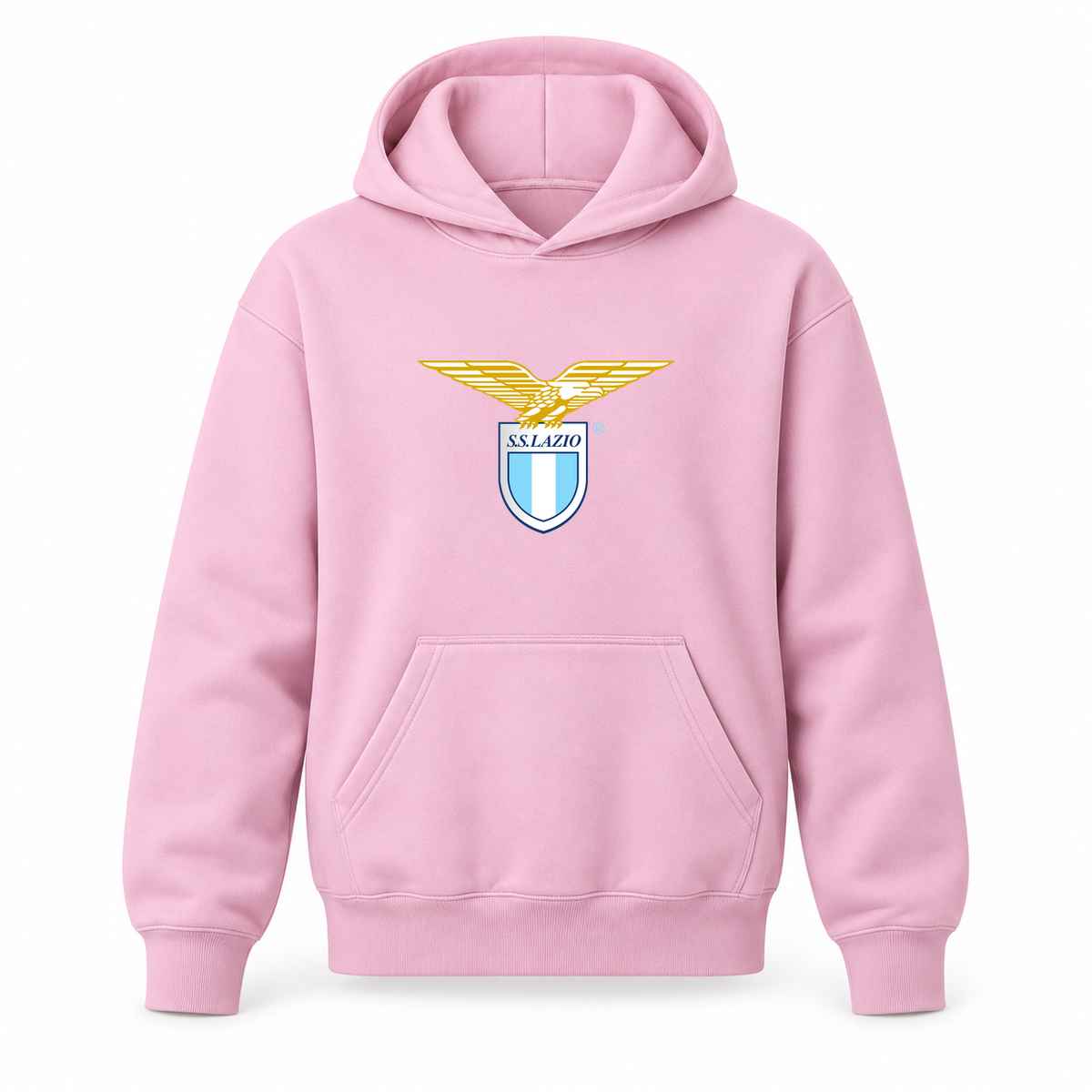 Youth Kids Lazio FC Pullover Hoodie | Color: Light Pink | Original artwork on Drive garment
