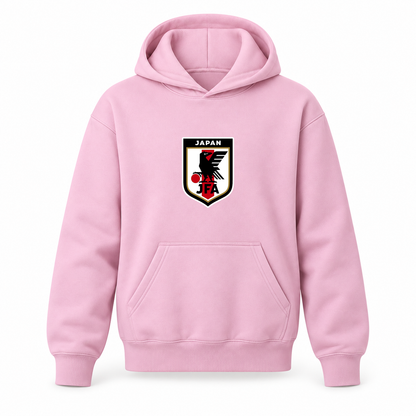 Youth Kids Japan National Soccer Team Pullover Hoodie | Color: Light Pink | Original artwork on Drive garment