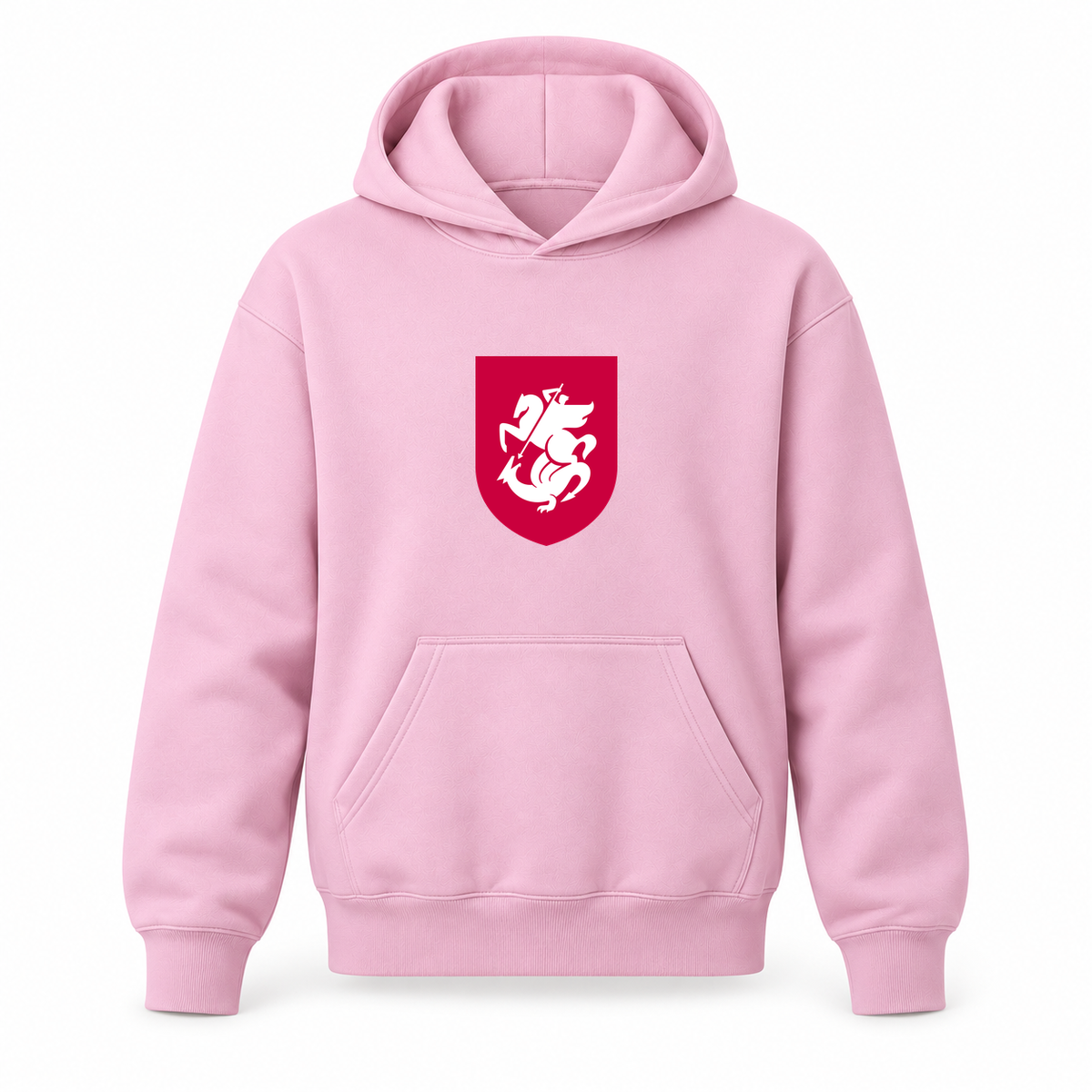 Youth Kids Georgia National Soccer Team Pullover Hoodie | Color: Light Pink | Original artwork on Drive garment