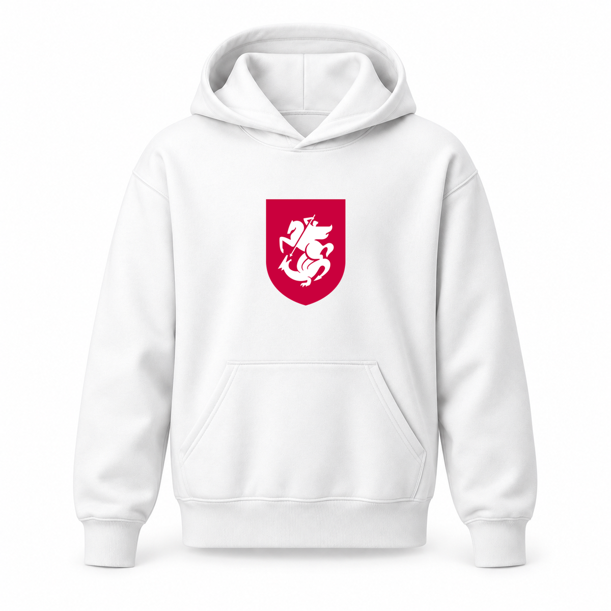 Youth Kids Georgia National Soccer Team Pullover Hoodie | Color: White | Original artwork on Drive garment