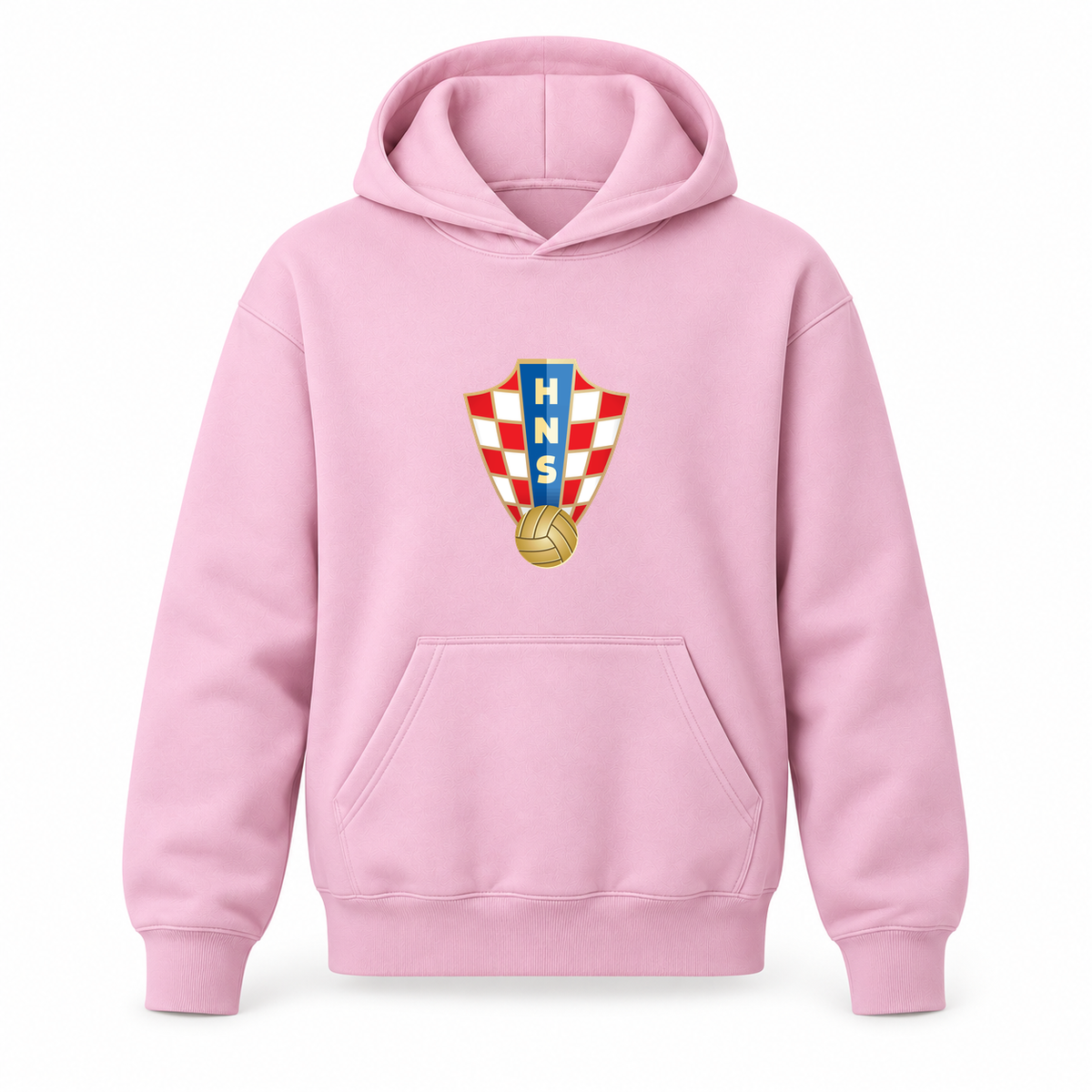 Youth Kids Croatia National Soccer Team Pullover Hoodie | Color: Light Pink | Original artwork on Drive garment