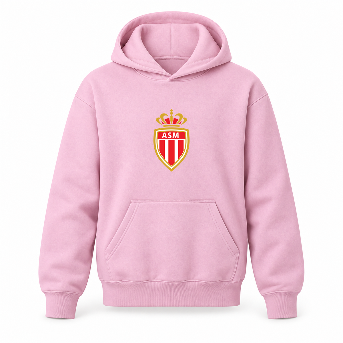 Youth Kids AS Monaco FC Pullover Hoodie | Color: Light Pink | Original artwork on Drive garment