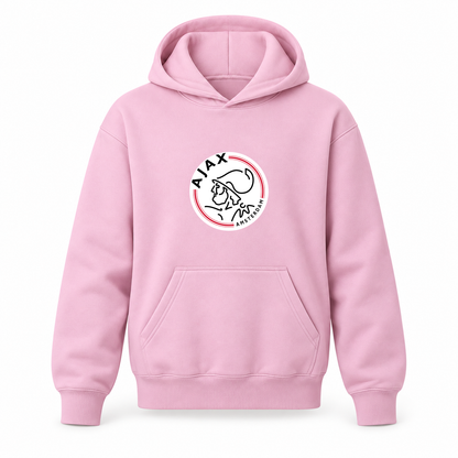 Youth Kids Amsterdamsche FC Ajax Pullover Hoodie | Color: Light Pink | Original artwork on Drive garment