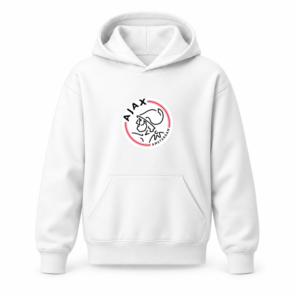 Youth Kids Amsterdamsche FC Ajax Pullover Hoodie | Color: White | Original artwork on Drive garment