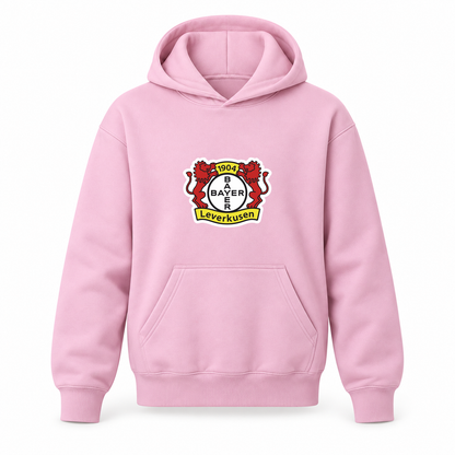 Youth Kids Bayer Leverkusen FC Pullover Hoodie | Color: Light Pink | Original artwork on Drive garment