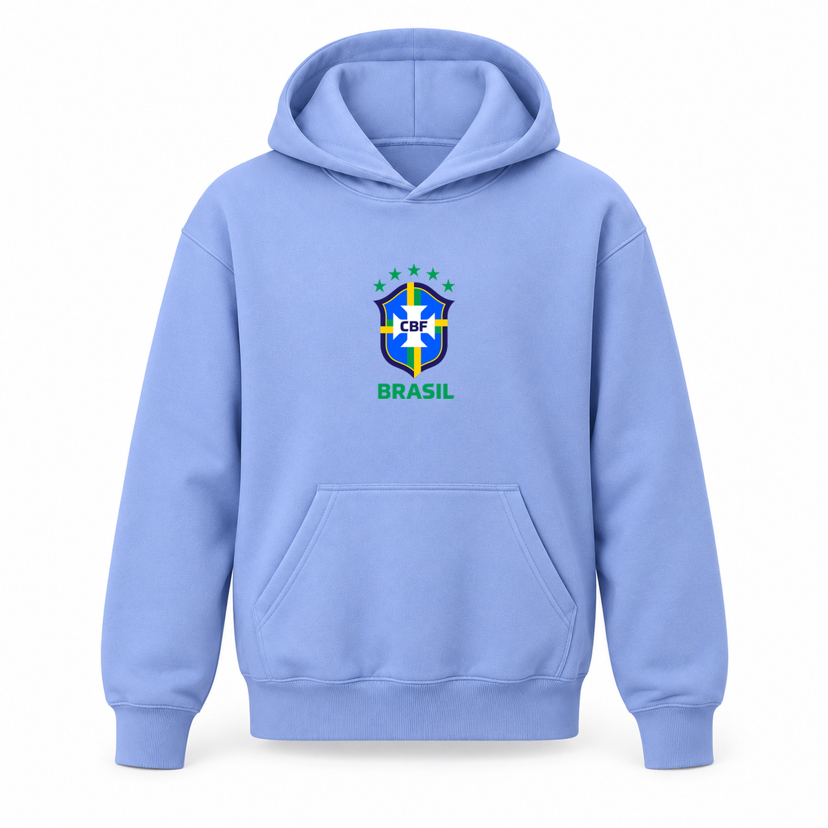 Youth Kids Brasil National Soccer Team Pullover Hoodie | Color: Light Blue | Original artwork on Drive garment